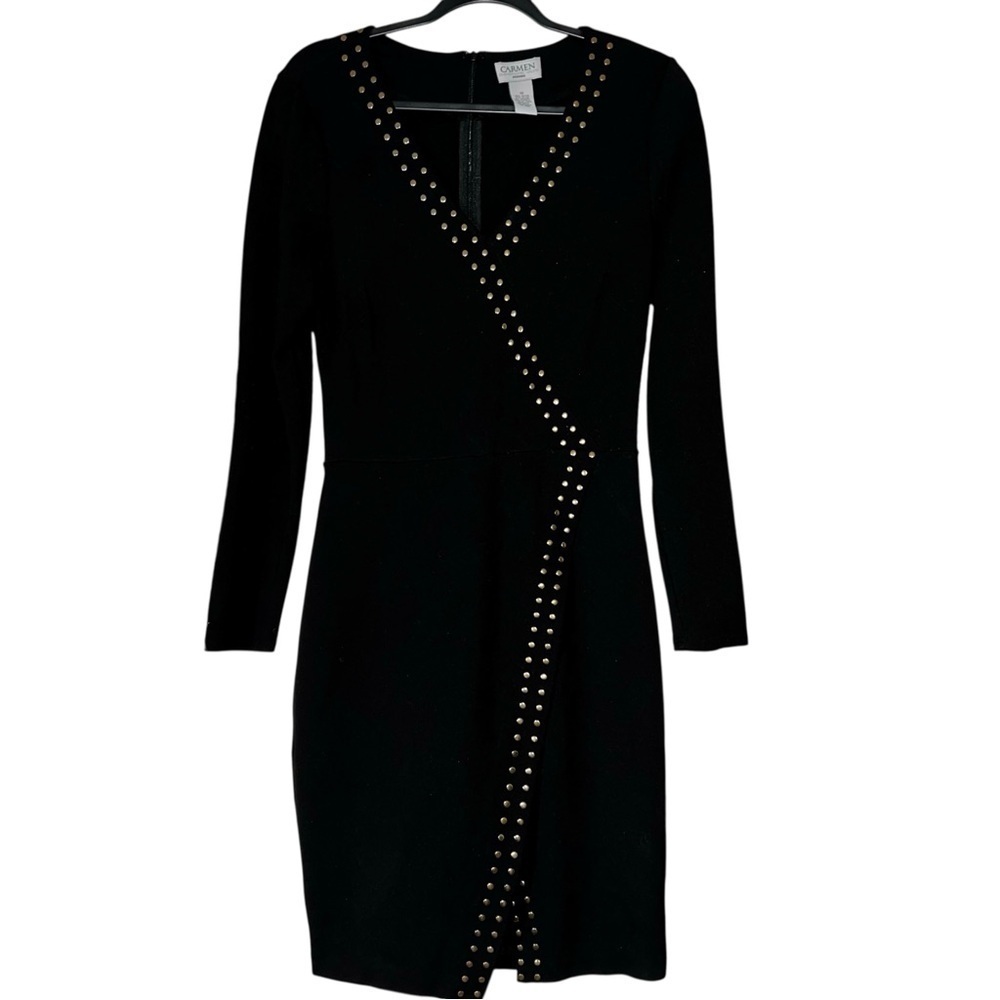Carmen Marc Valvo Size 10 Black Studded Dress